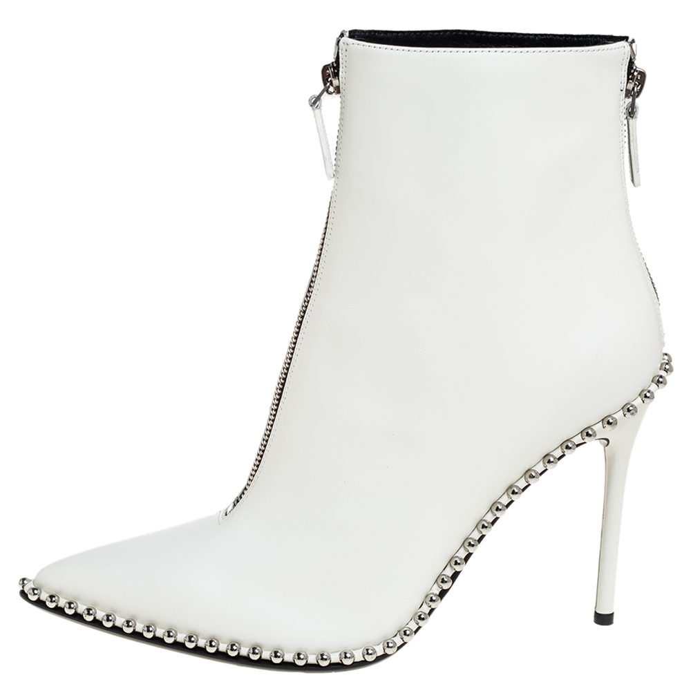 

Alexander Wang Off White Leather Ankle Boots Size