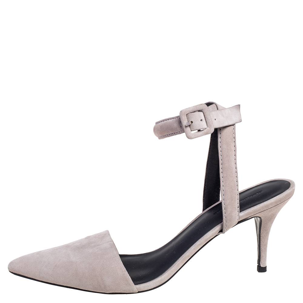 

Alexander Wang Grey Suede Leather Lovisa Ankle Wrap Sandals Size