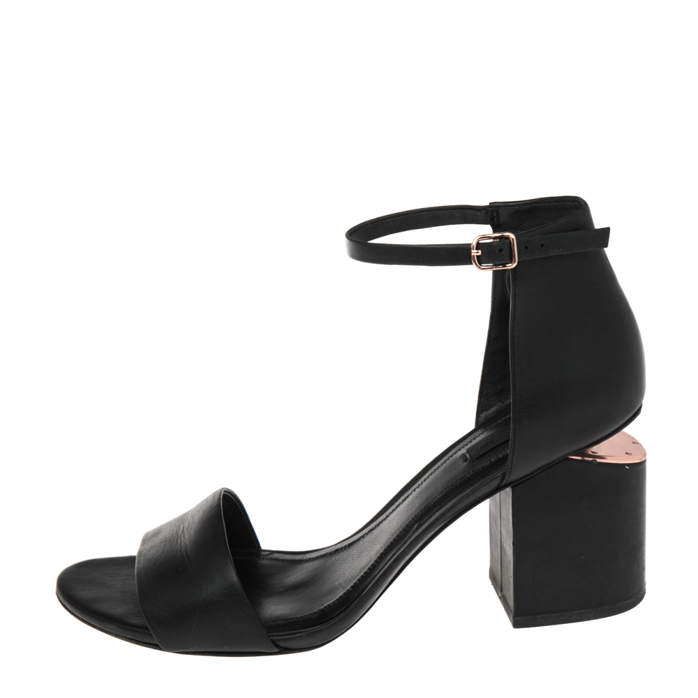 

Alexander Wang Black Leather Block Heel Abby Sandals Size