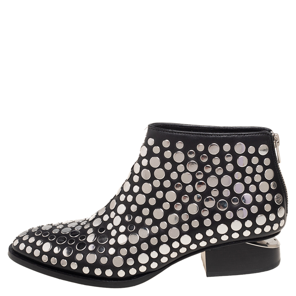 

Alexander Wang Black Studded Leather Gabi Ankle Boots Size