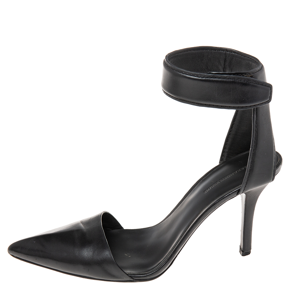 

Alexander Wang Black Leather Lovisa Ankle Strap Sandals Size