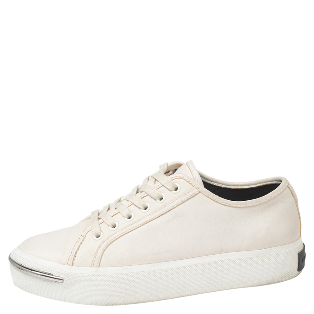 

Alexander Wang White Leather Lace Up Sneakers Size