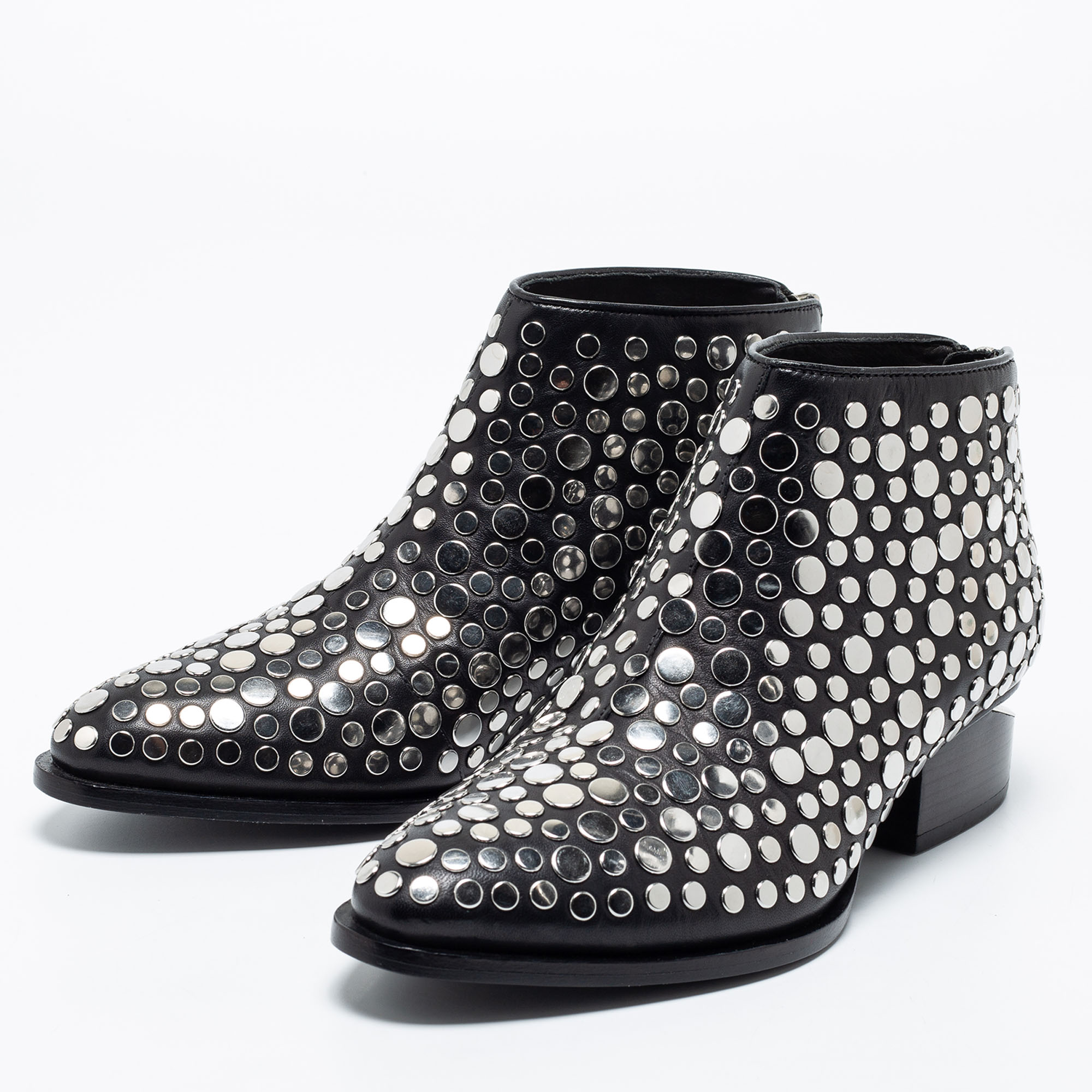 

Alexander Wang Black Studded Leather Gabi Ankle Boots Size