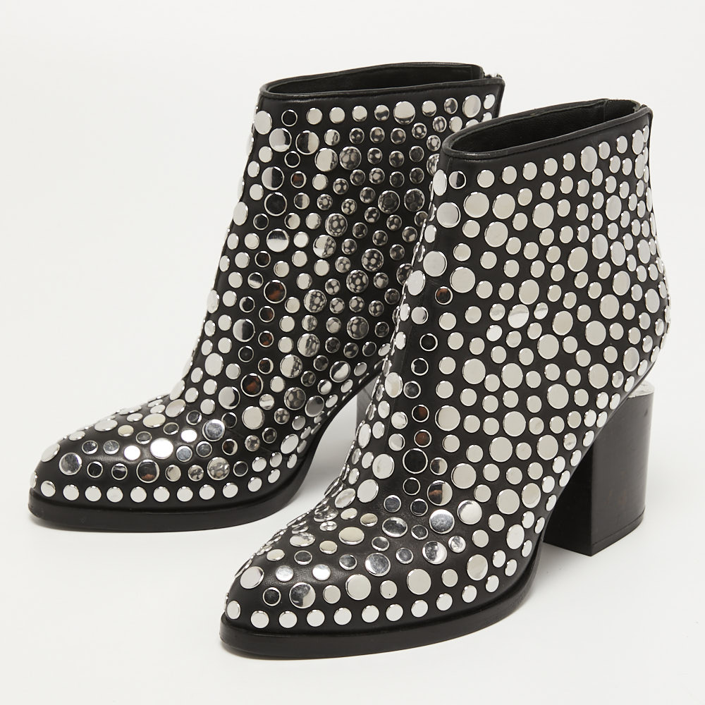 

Alexander Wang Black Studded Leather Gabi Ankle Booties Size