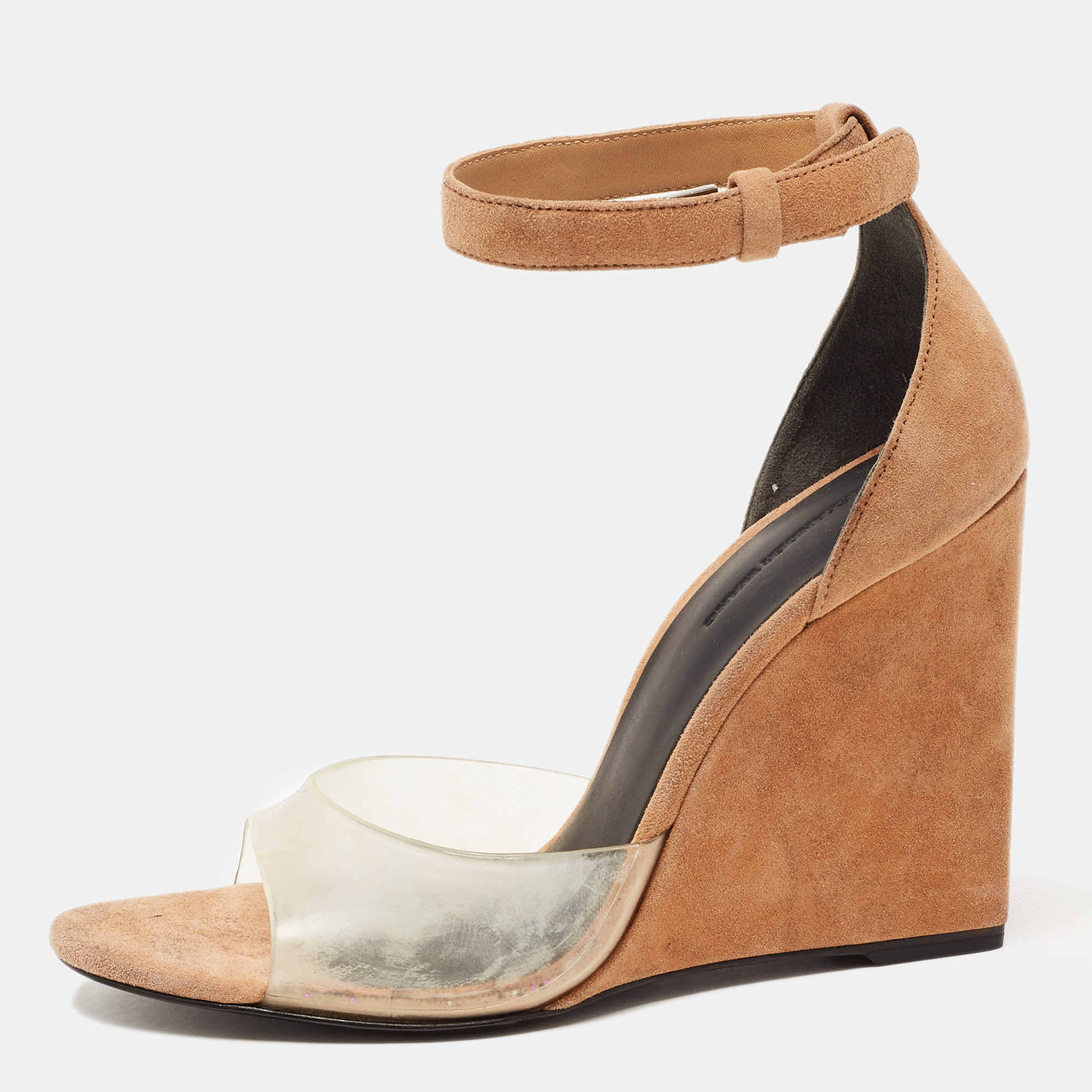 

Alexander Wang Beige Suede and PVC Erika Wedge Sandals Size