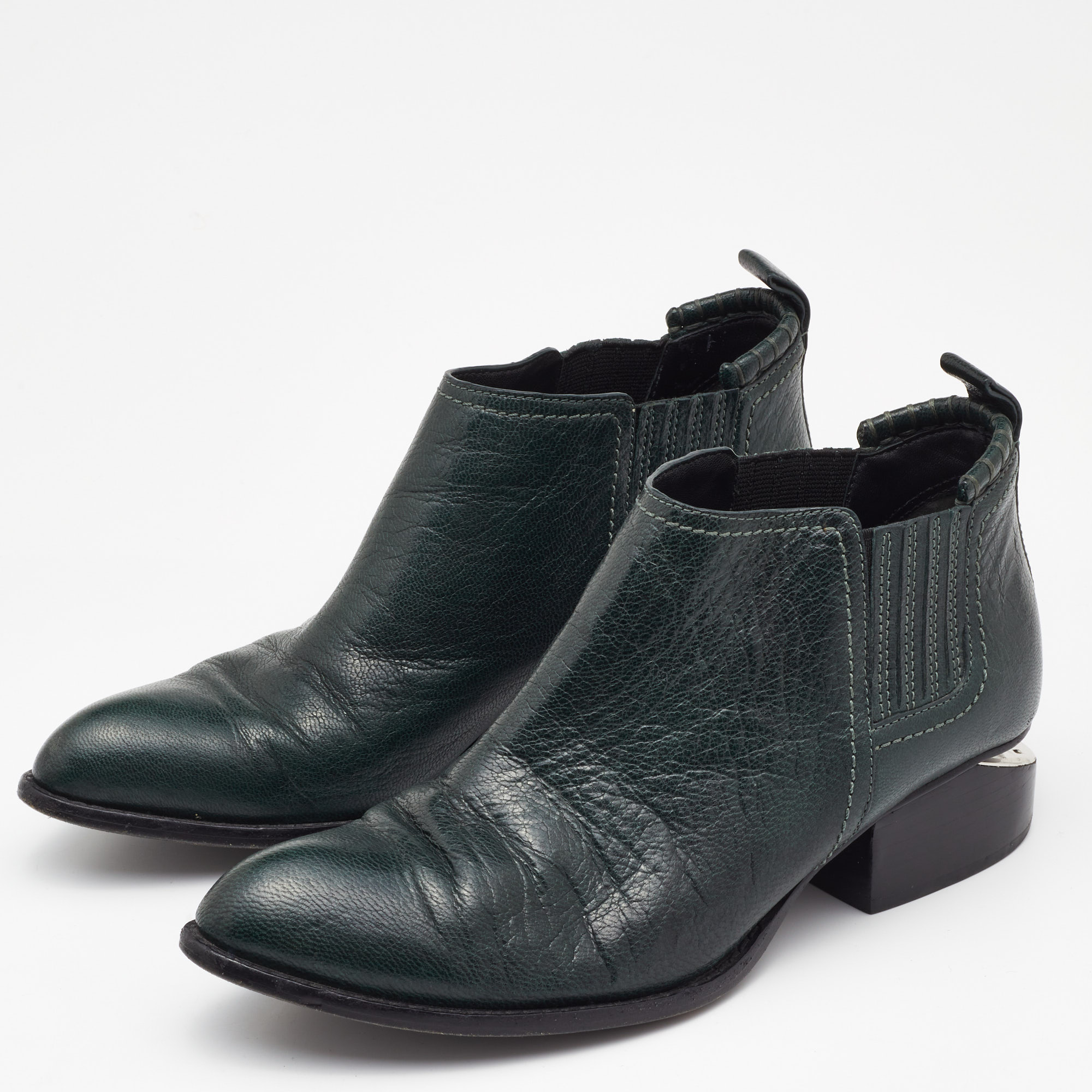 

Alexander Wang Green Leather Cut Out Kori Ankle Boots Size