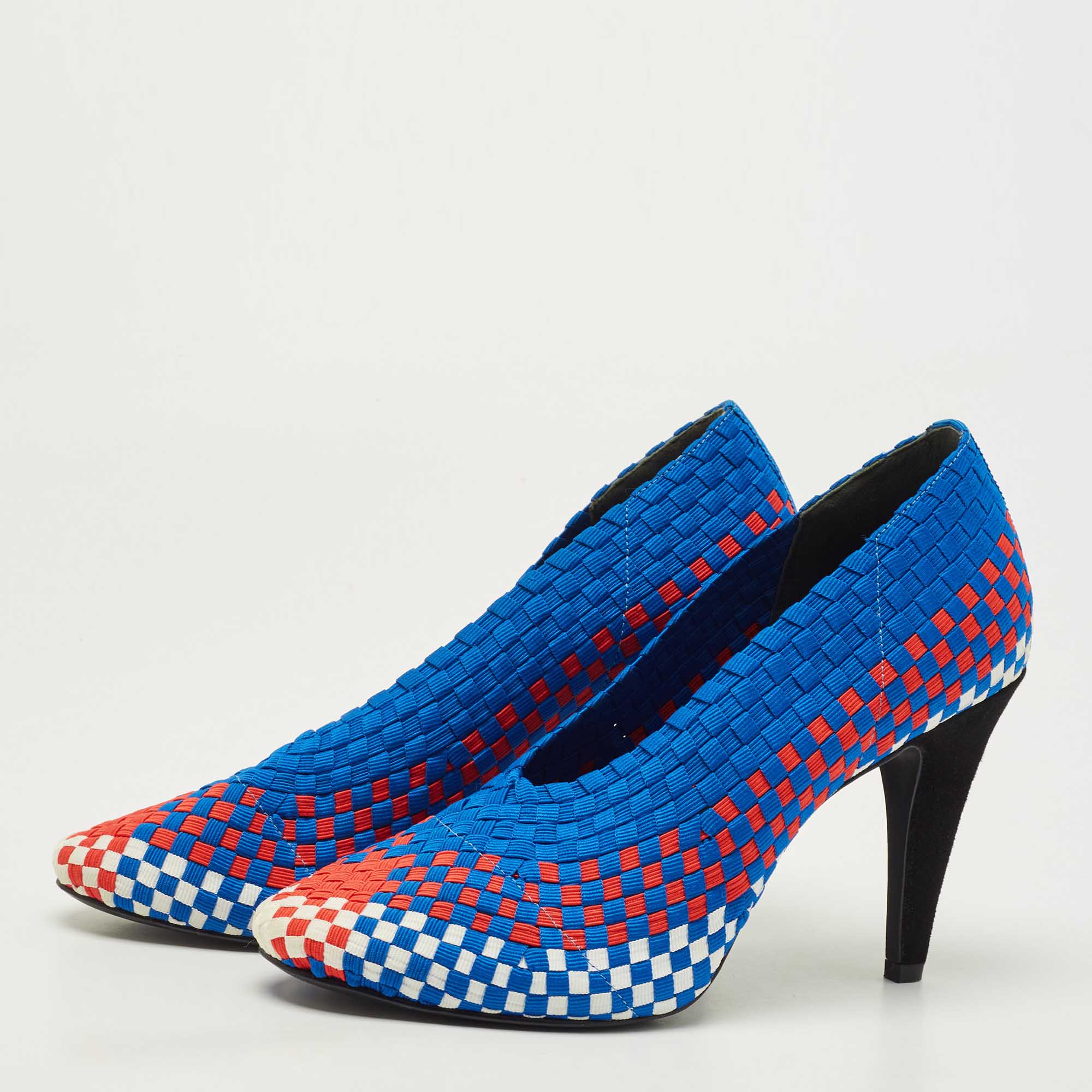 

Alexander Wang Tricolor Woven Fabric Carla Pumps Size, Blue