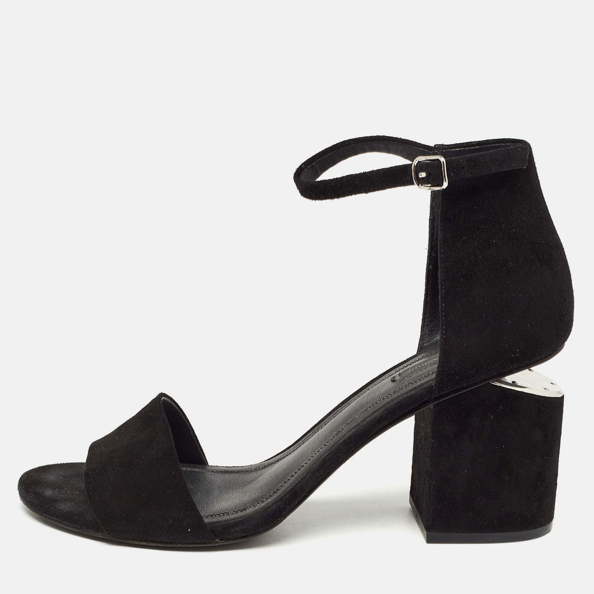 

Alexander Wang Black Suede Abby Ankle Strap Sandals Size