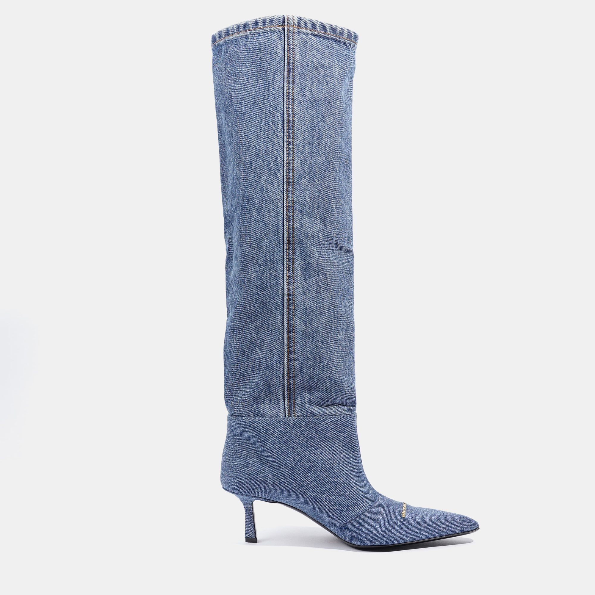 Pre-owned Alexander Wang Womens Viola 65 Slouch Boot Washed Denim Eu 36 / Uk 3 In Blue