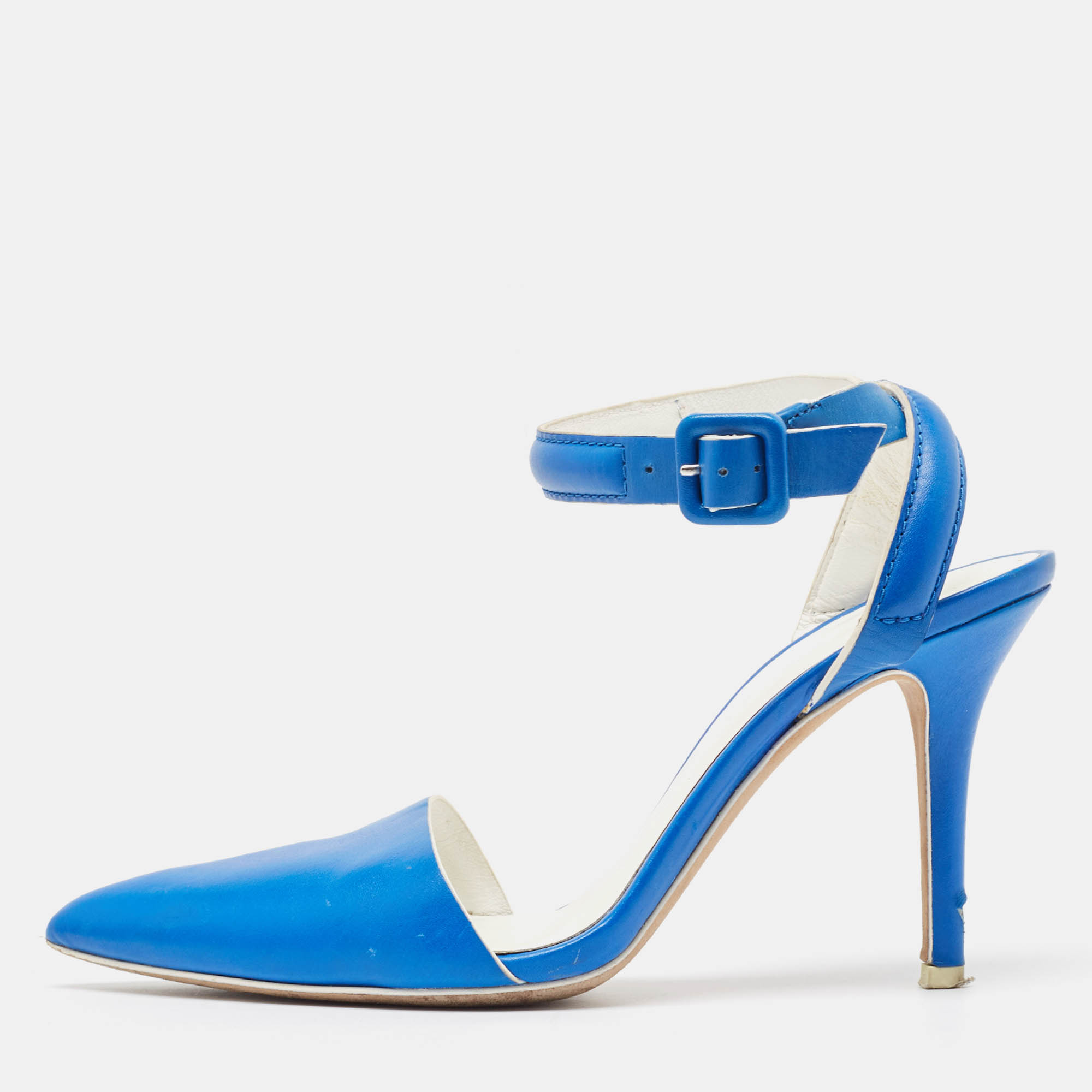 Pre-owned Alexander Wang Blue Leather Ankle Strap Pumps Size 36
