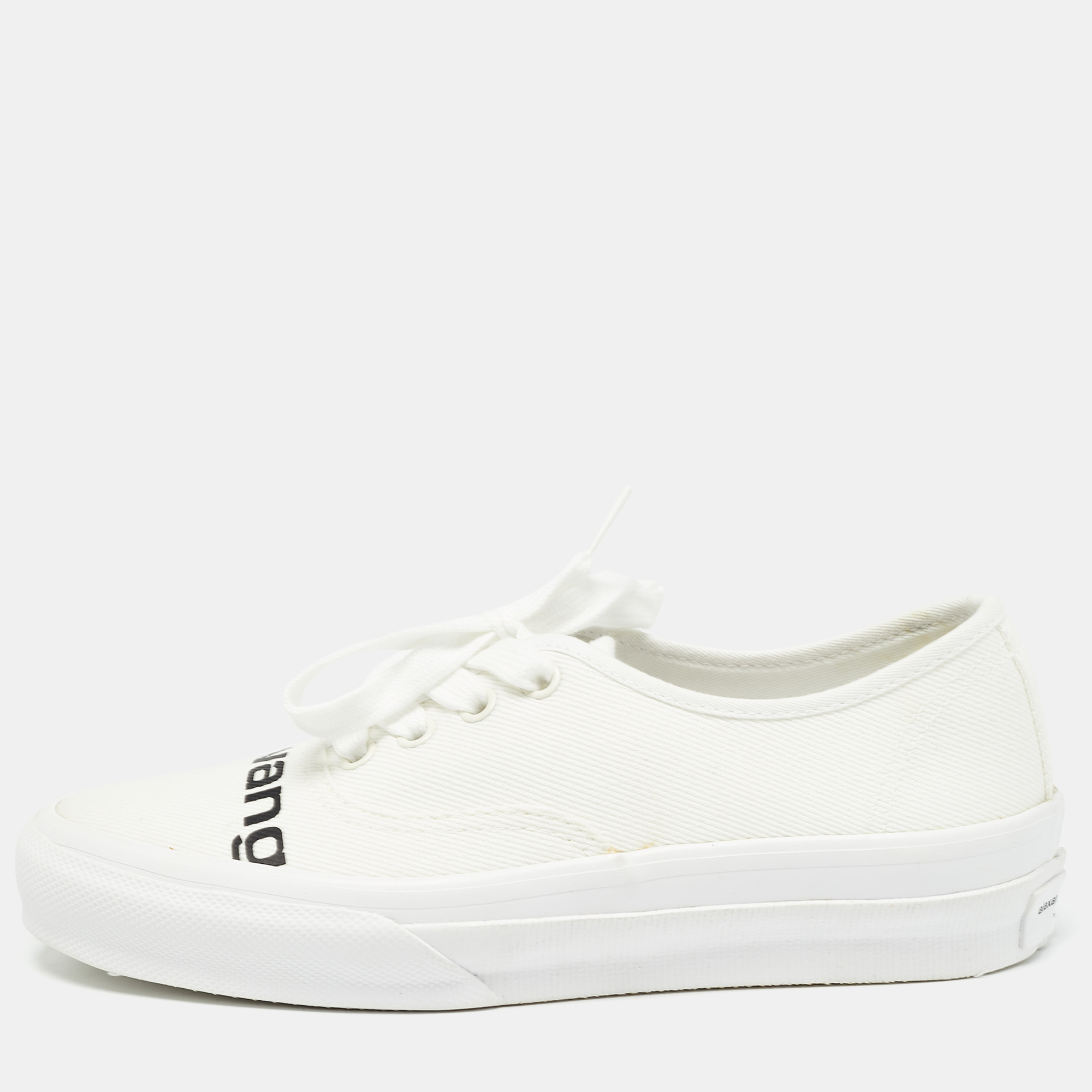 Pre-owned Alexander Wang White Canvas Dropout Sneakers Size 37.5