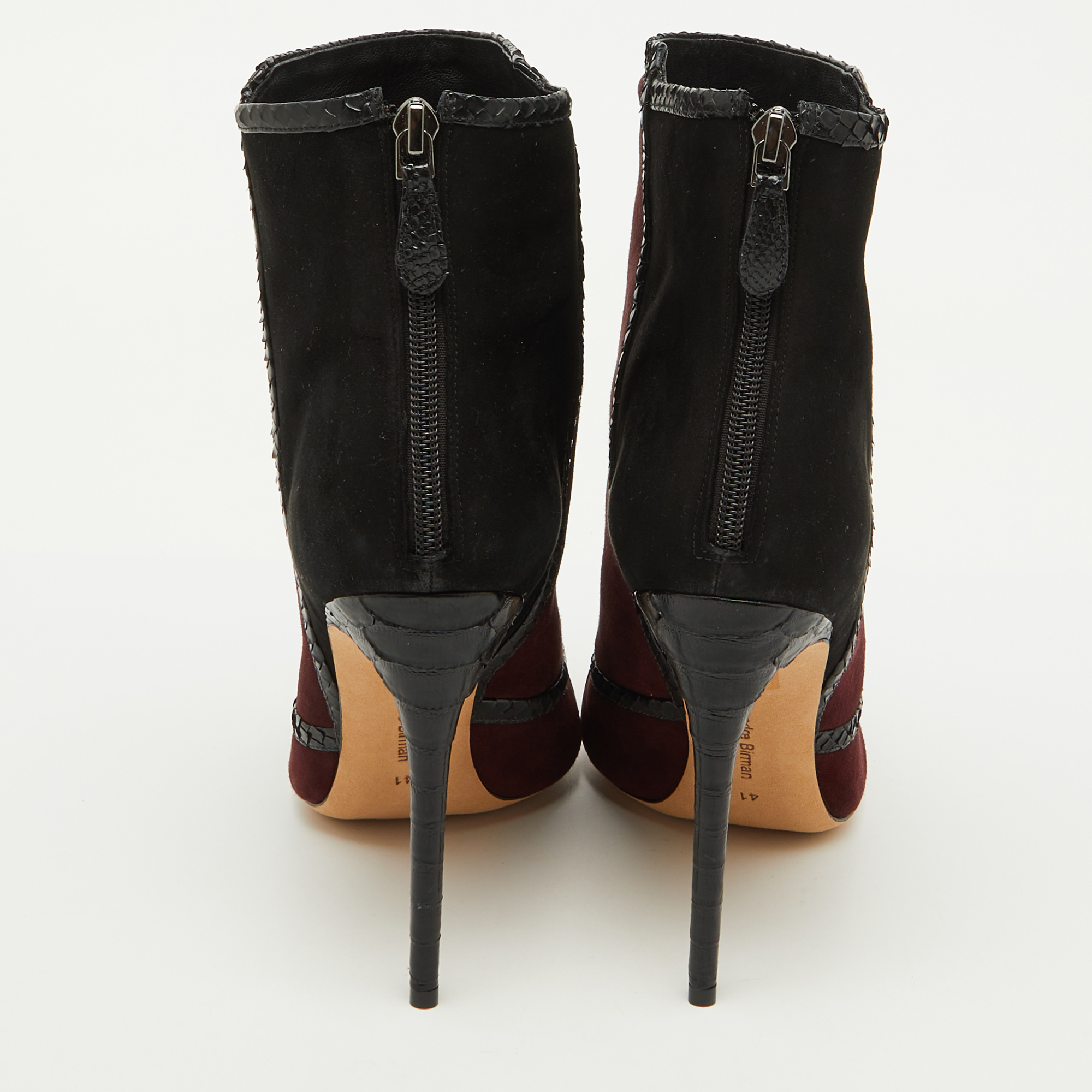 Alexandre Birman Multicolor Suede and Snakeskin Pointed Toe Ankle Length Boots Size 41 