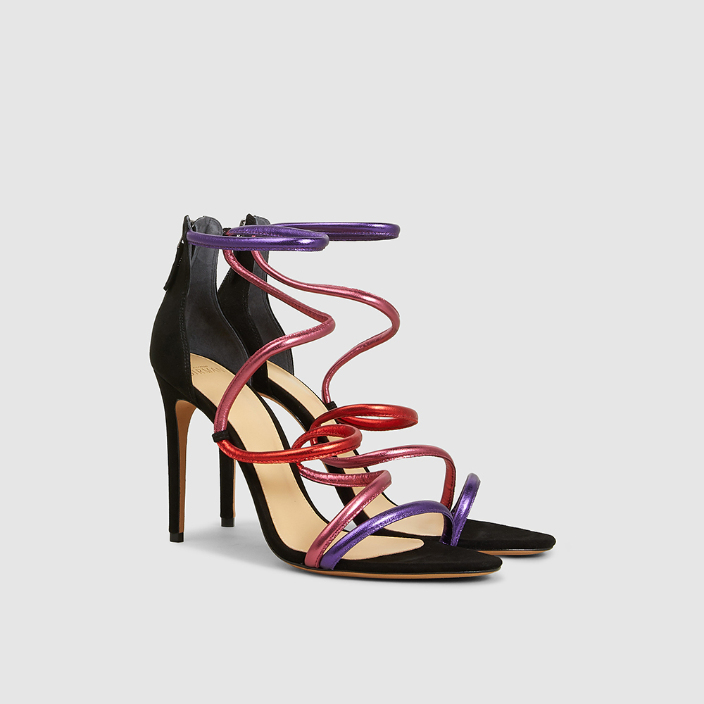 

ALEXANDRE BIRMAN Black Gianny Strappy Heeled Leather Sandals IT