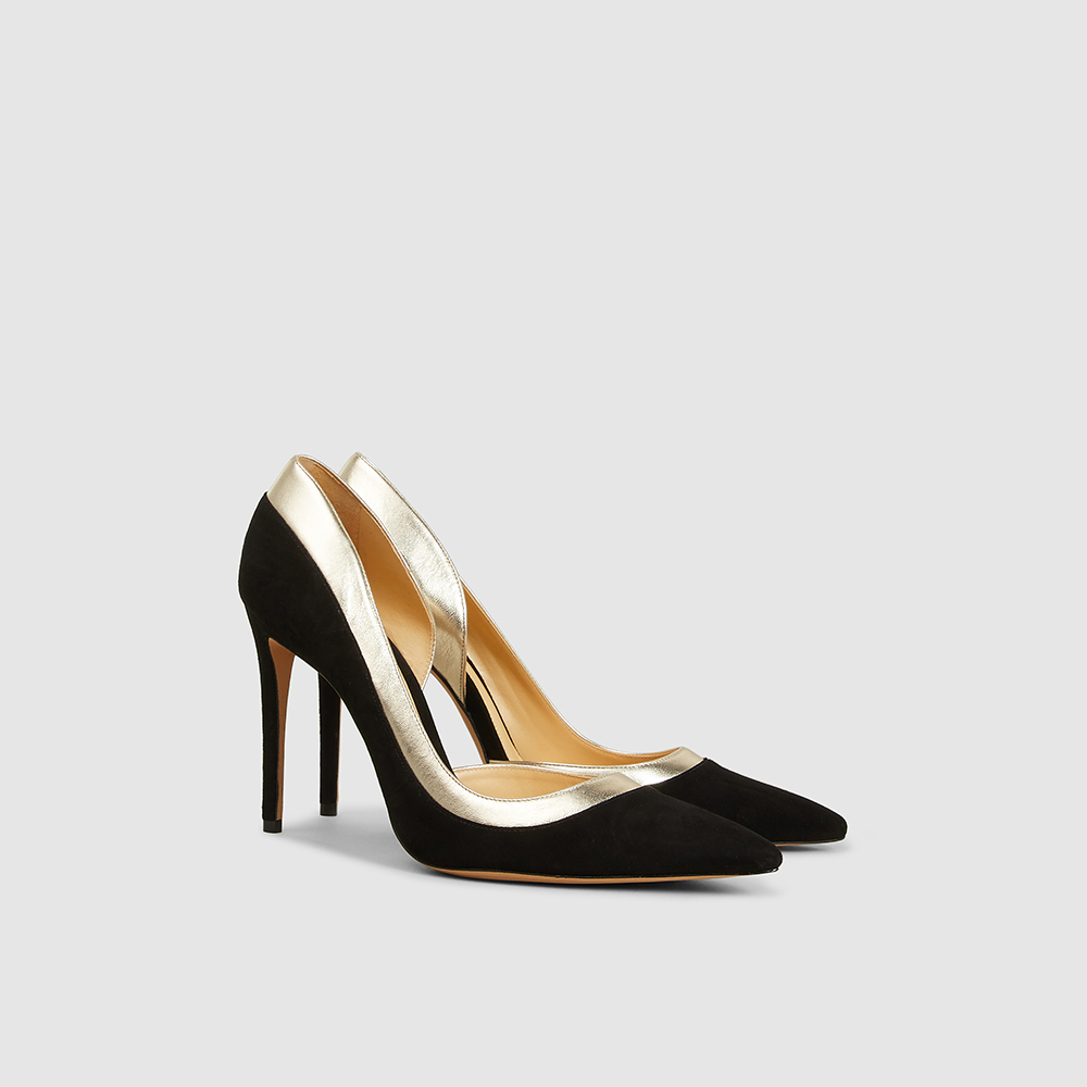 

ALEXANDRE BIRMAN Black Wavee Metallic Heeled Leather Pumps IT