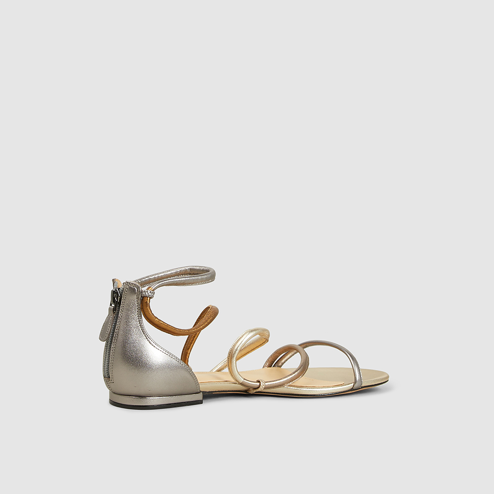 

ALEXANDRE BIRMAN Gold Gianny Strappy Flat Metallic Leather Sandals IT