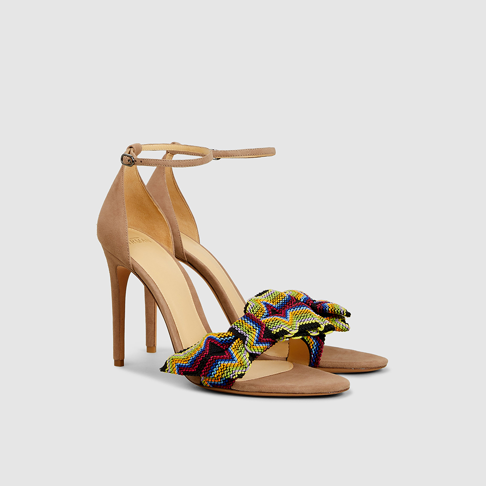 

ALEXANDRE BIRMAN Multicoloured Focchi Embroidered Bow Tie Suede Sandals IT, Multicolor