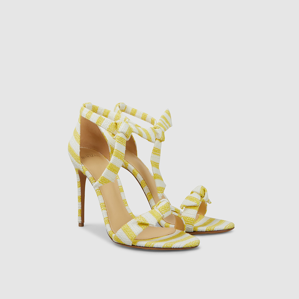 

ALEXANDRE BIRMAN Yellow Clarita Striped Heeled Leather Sandals IT