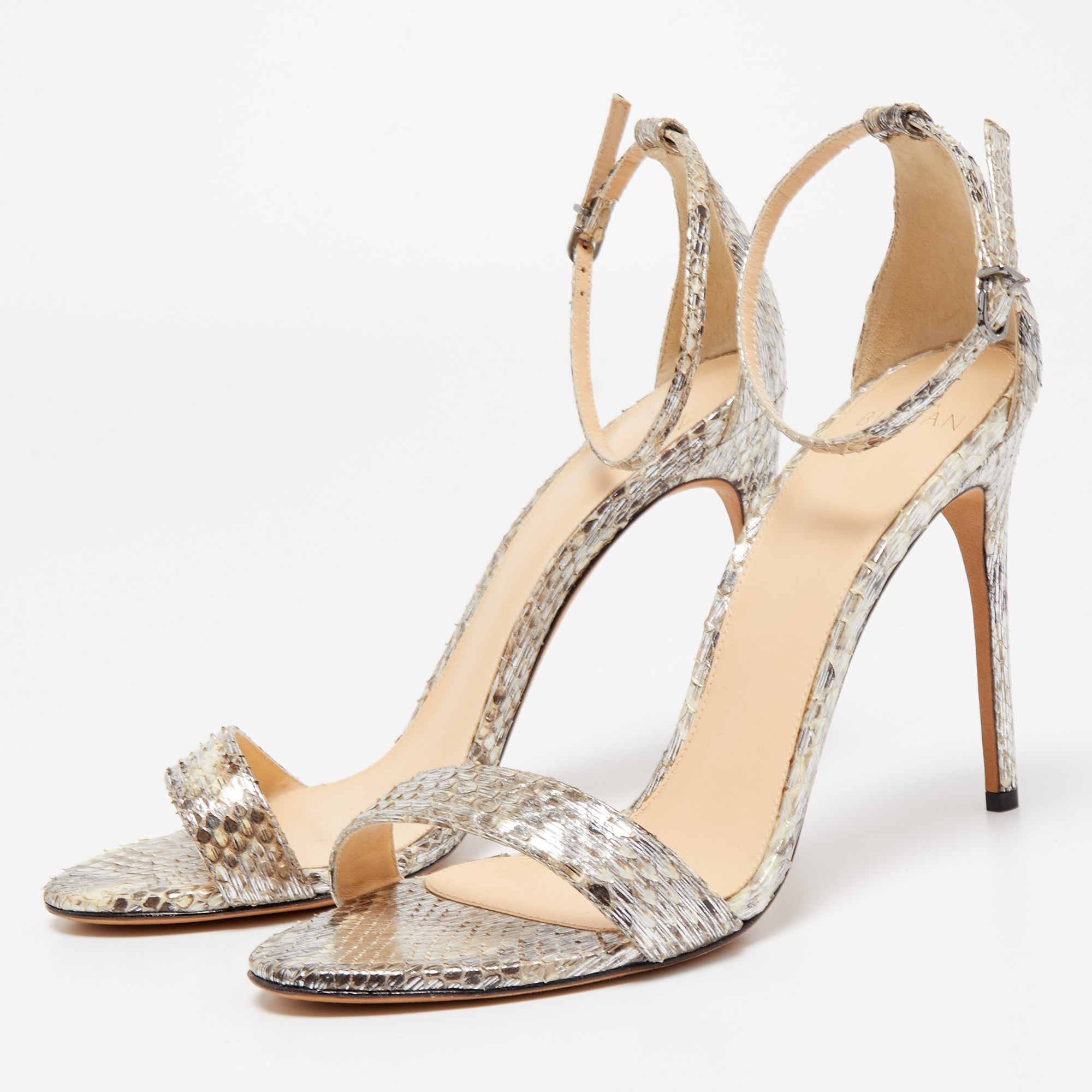 

Alexandre Birman Metallic Python Ankle Strap Sandals Size