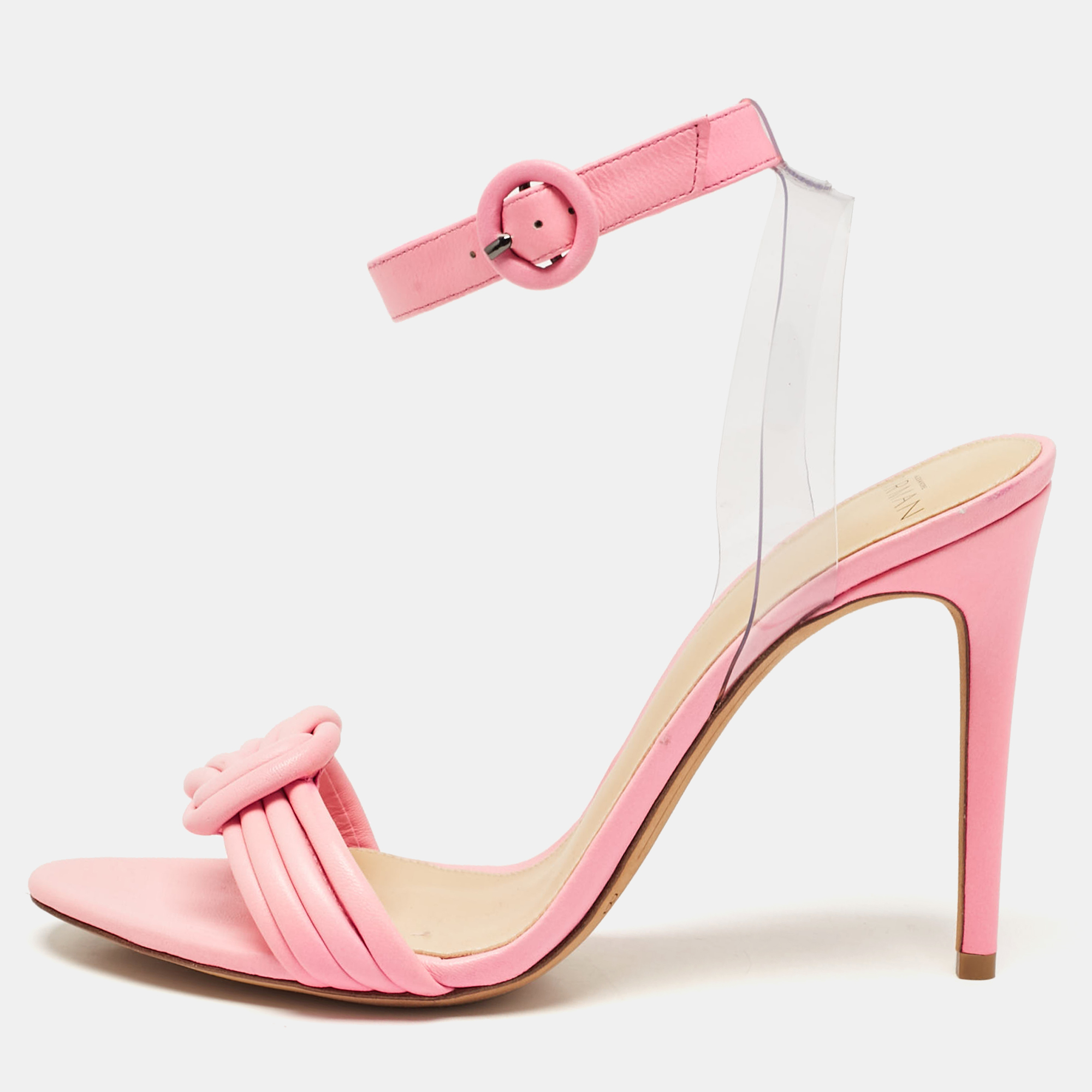 

Alexandre Birman Pink Knotted Leather Ankle Strap Sandals Size