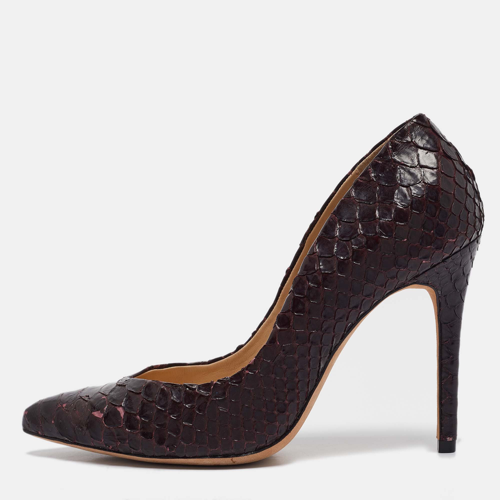 

Alexandre Birman Dark Burgundy Python Pointed Toe Pumps Size