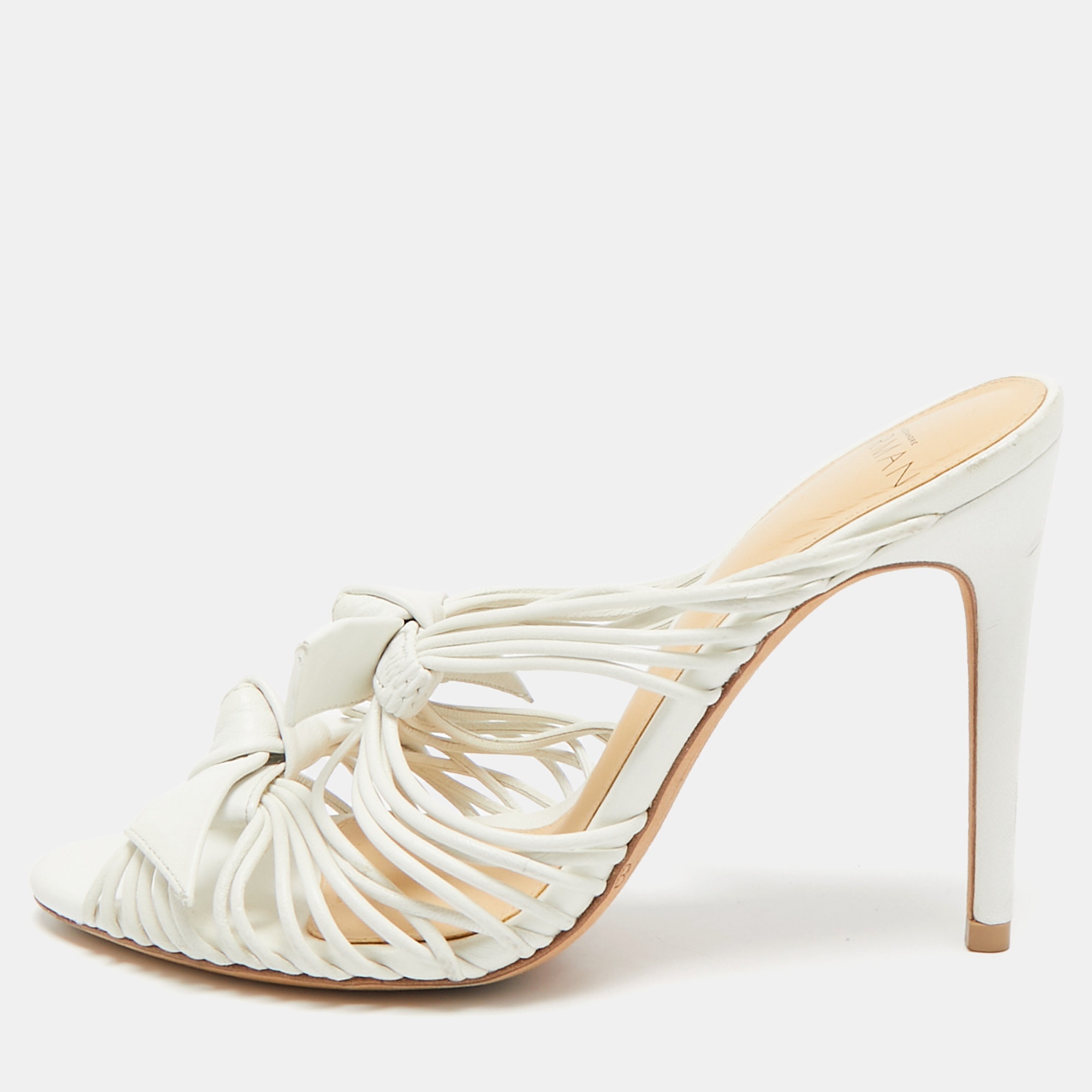 

Alexandre Birman White Leather Dallas Strappy Sandals Size