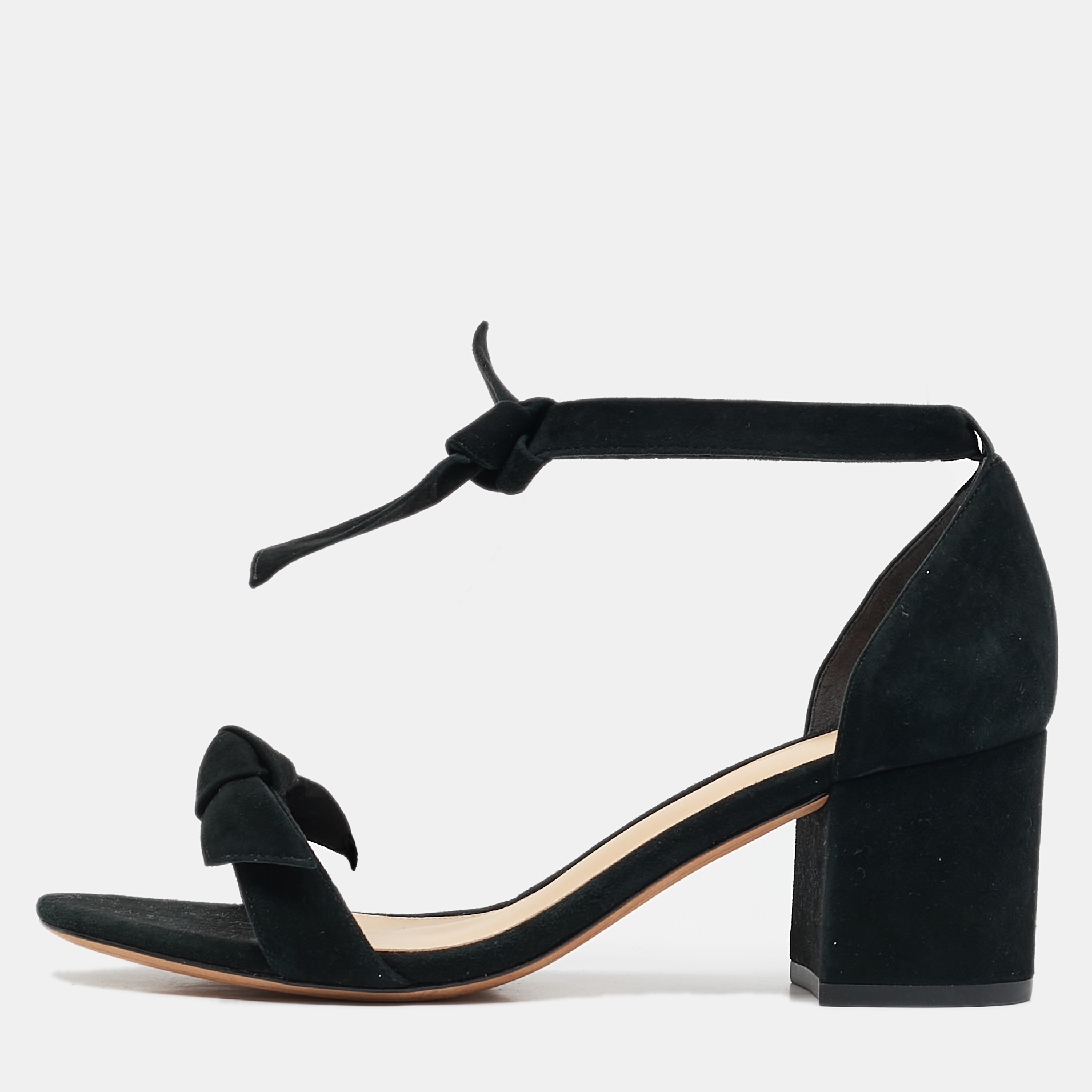 

Alexandre Birman Black Suede Clarita Block Heel Sandals Size