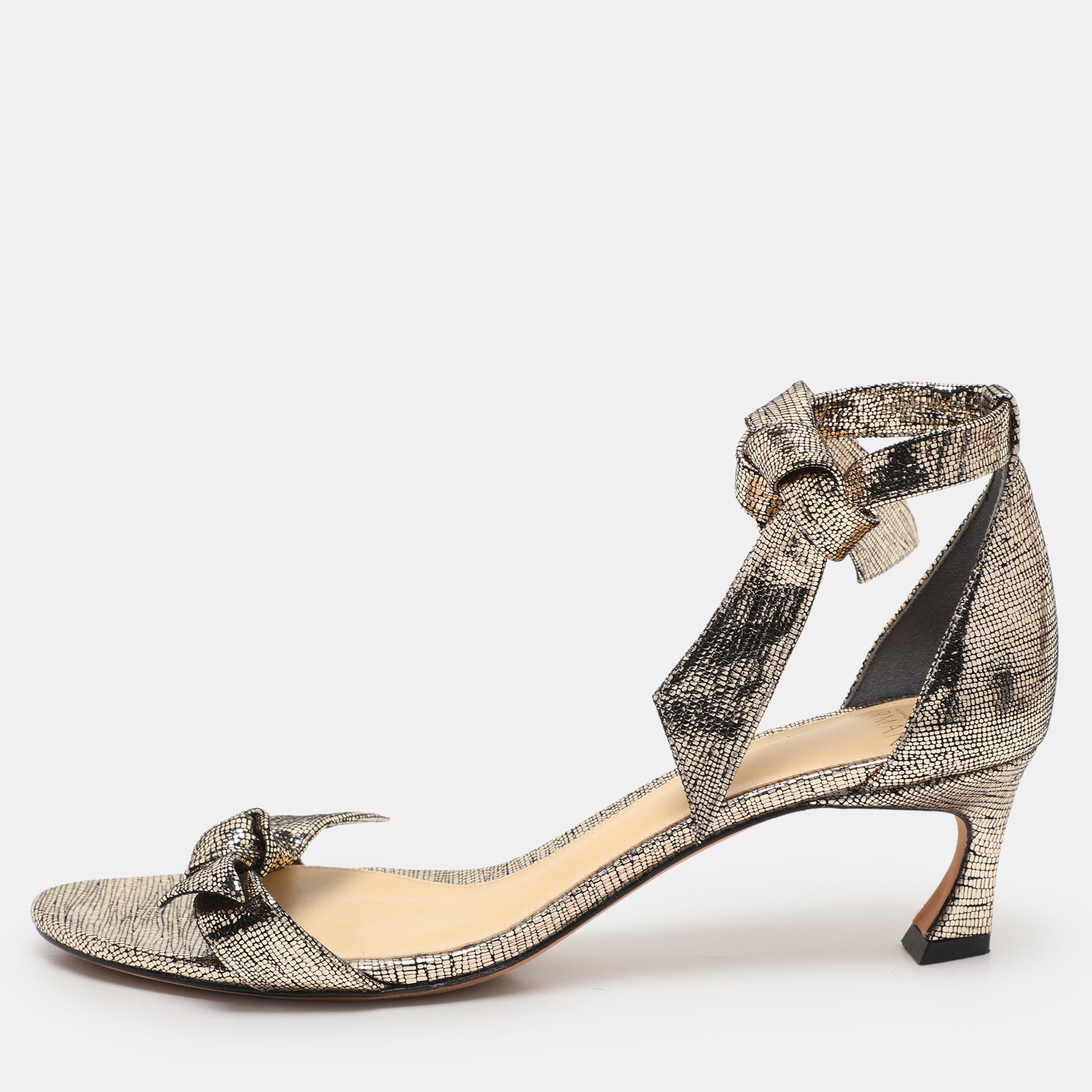 

Alexandre Birman Metallic Gold Textured Leather Clarita Ankle Strap Sandals Size