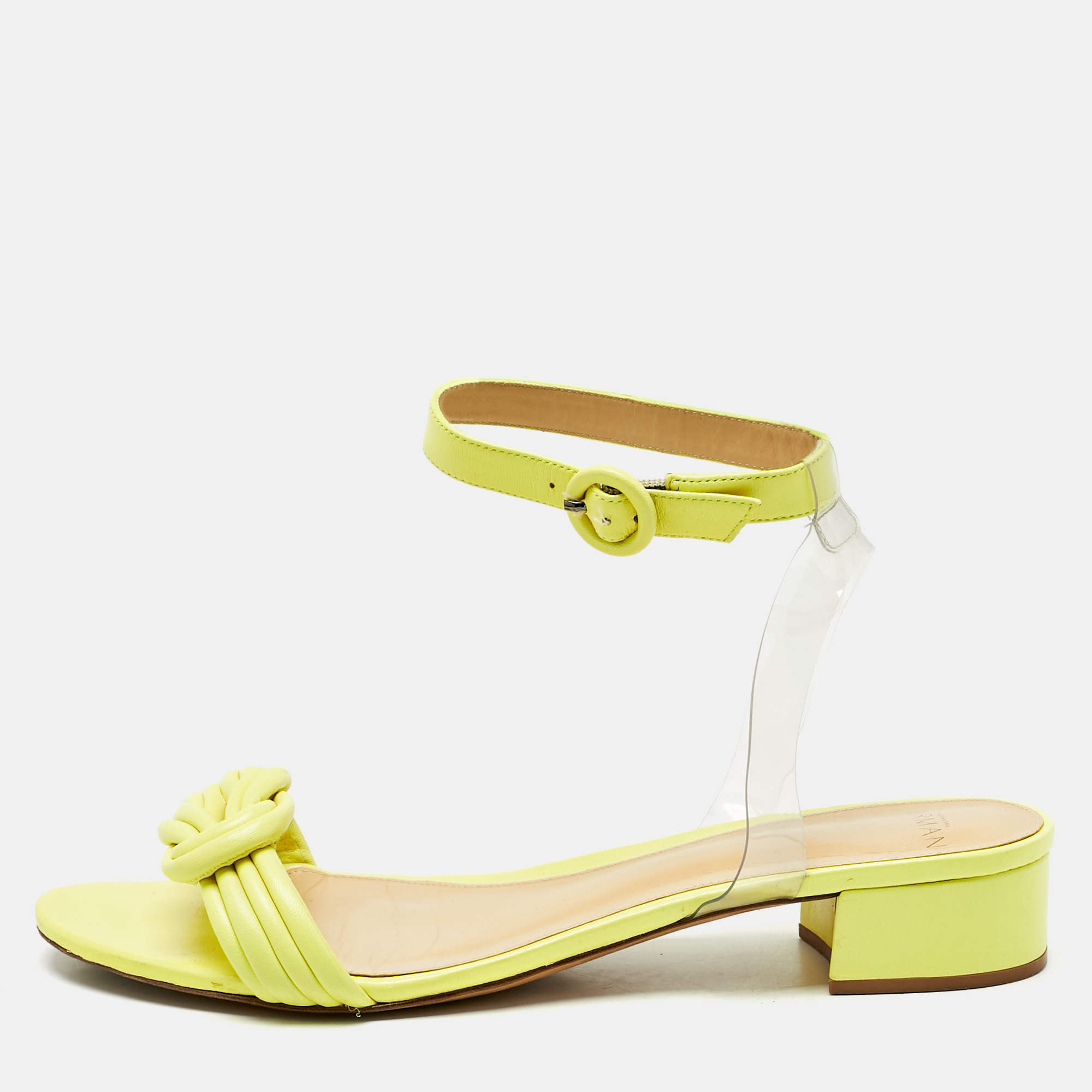 

Alexandre Birman Neon Yellow Leather and PVC Vicky Ankle Strap Sandals Size