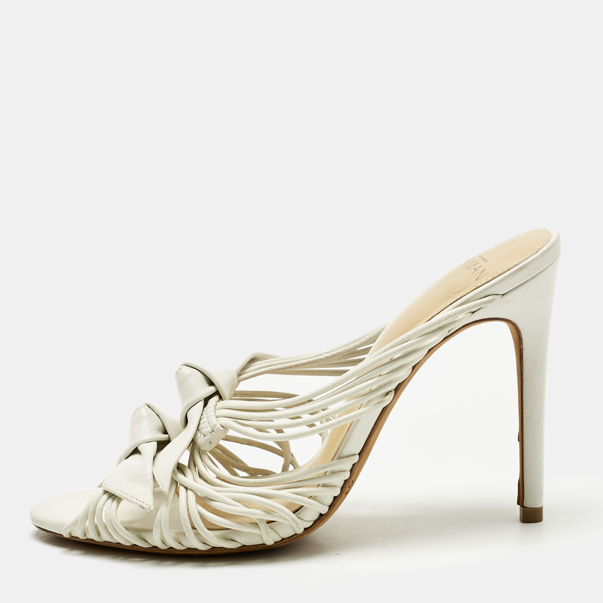 

Alexandre Birman White Leather Dallas Strappy Sandals Size