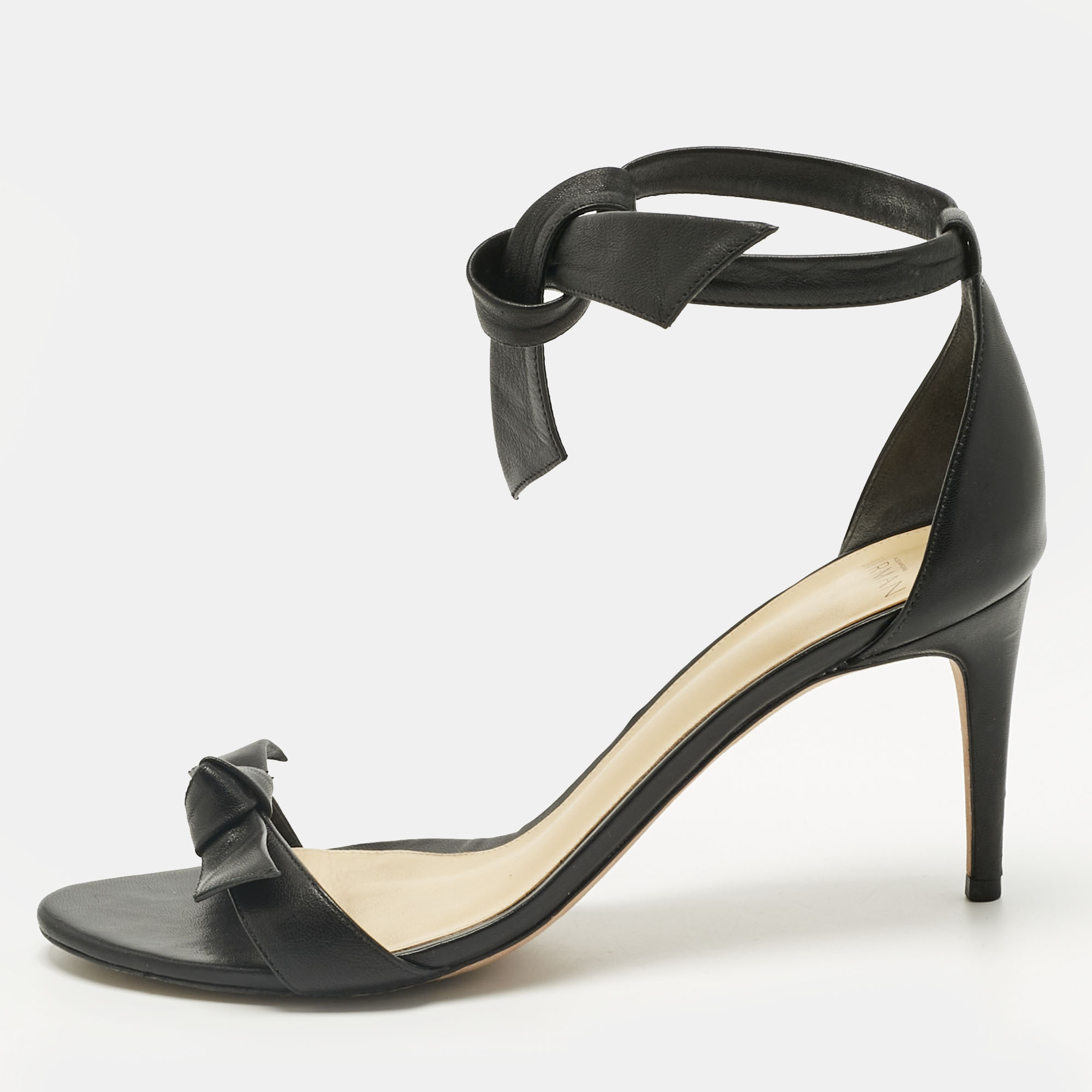 

Alexandre Birman Black Leather Clarita Ankle Strap Sandals Size