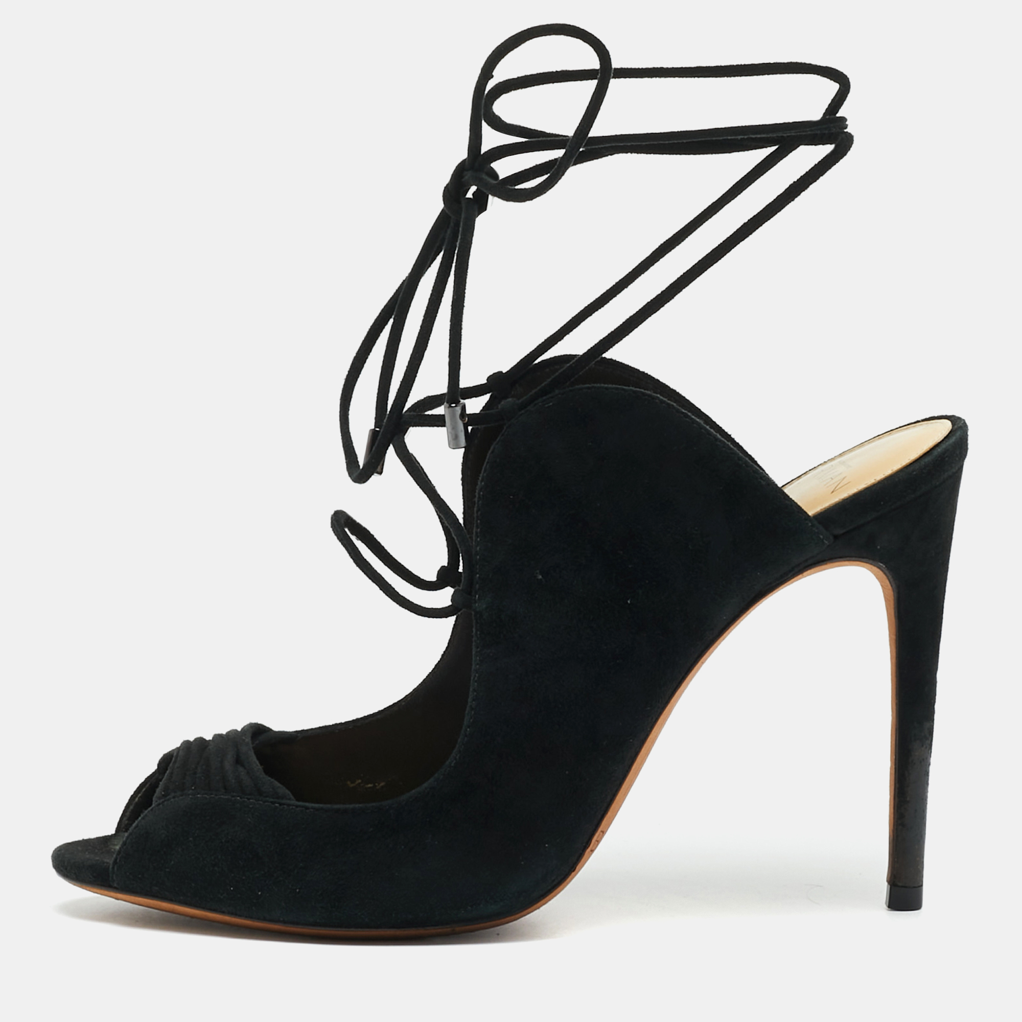 

Alexandre Birman Size  Black Suede Tie Up Open Toe Sandals