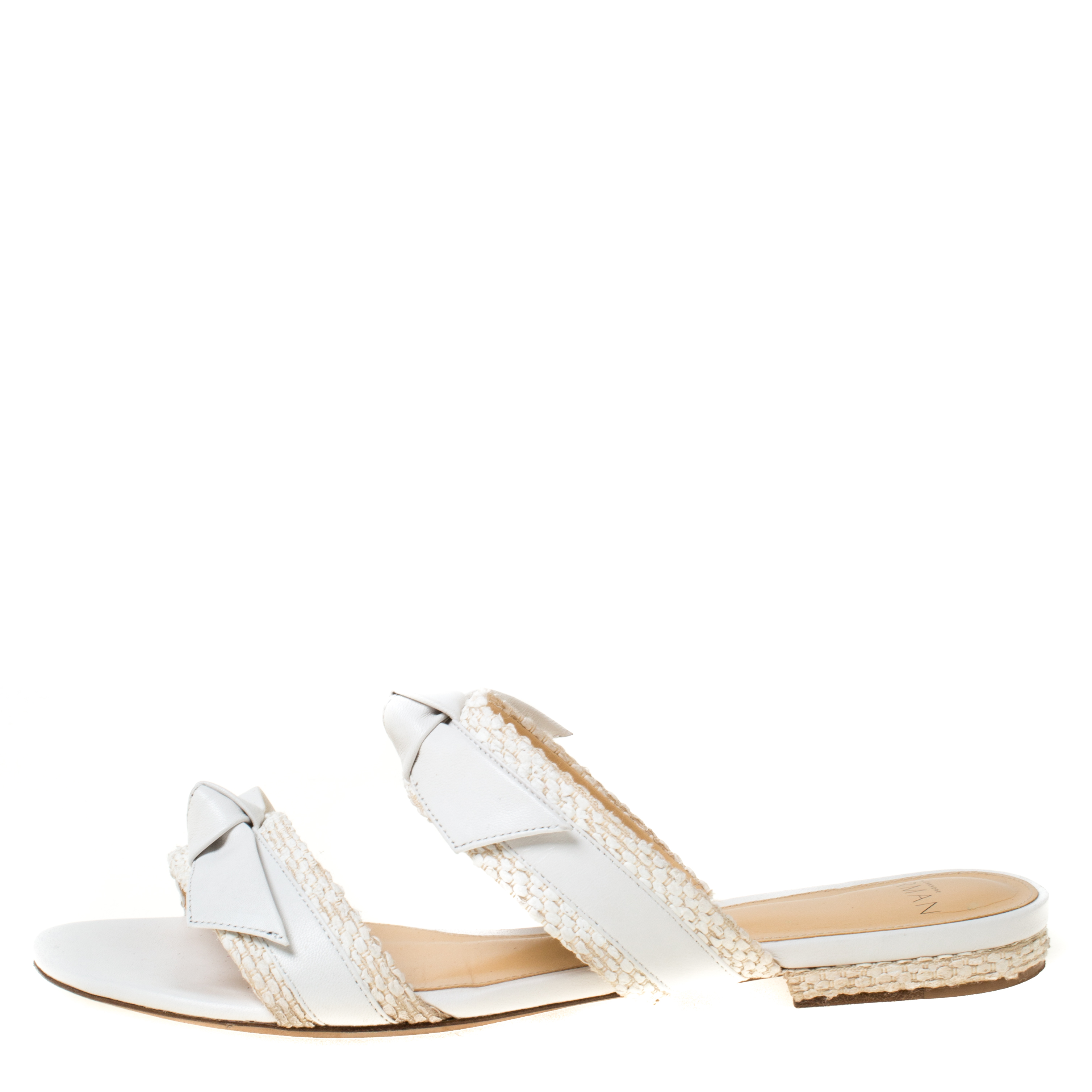 

Alexandre Birman White Leather Clarita Braided Flat Sandals Size