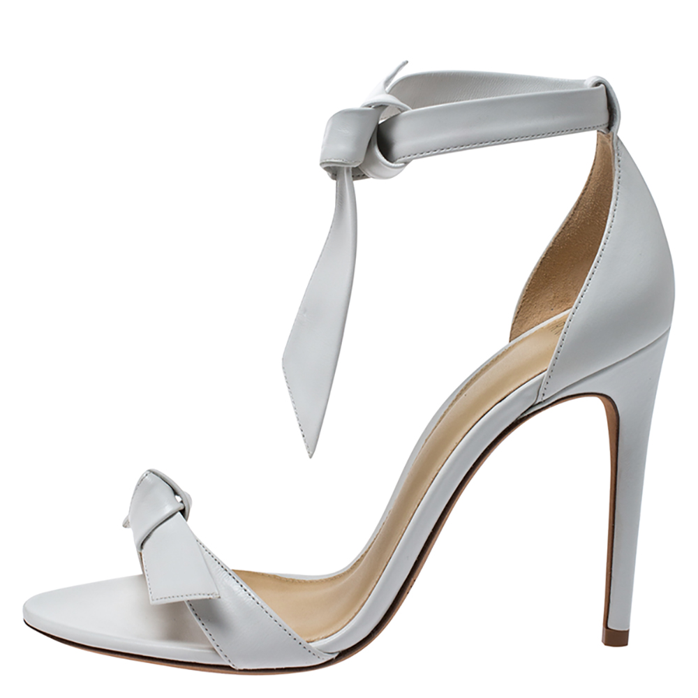 

Alexandre Birman White Leather Clarita Ankle Wrap Sandals Size