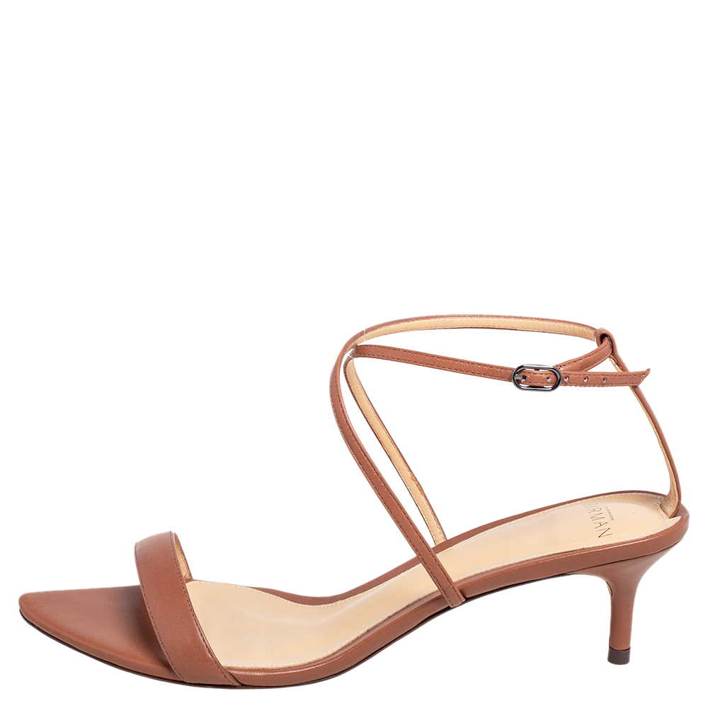 

Alexandre Birman Brown Leather Ankle Strap Sandals Size, Beige