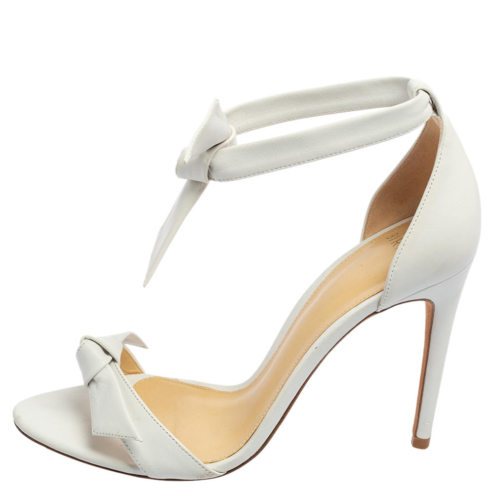 

Alexandre Birman White Leather Ankle Strap Sandals Size