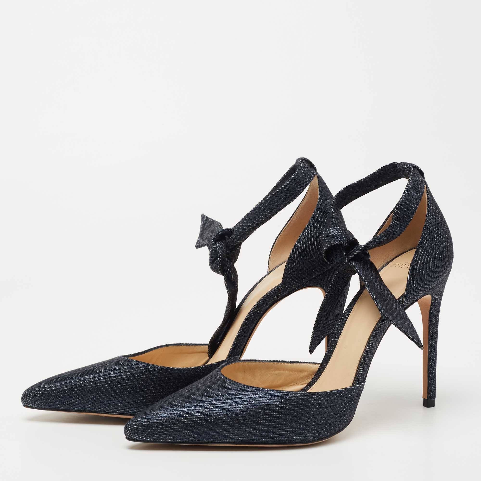 

Alexandre Birman Navy Blue Denim Ankle Wrap Pumps Size