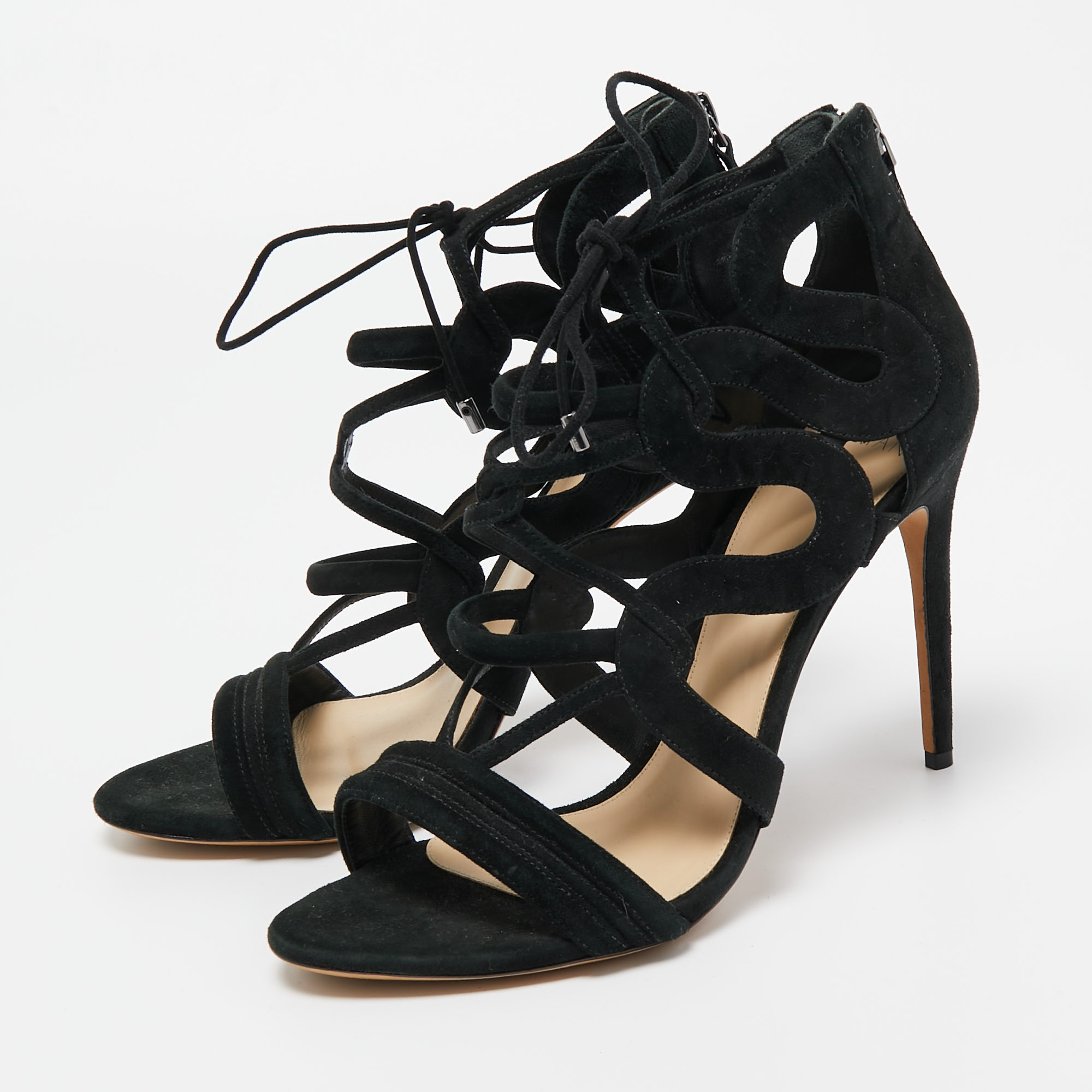 

Alexandre Birman Black Suede Elenara Sandals Size