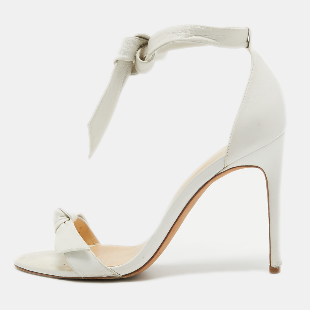 

Alexandre Birman White Knotted Leather Clarita Ankle Tie Sandals Size