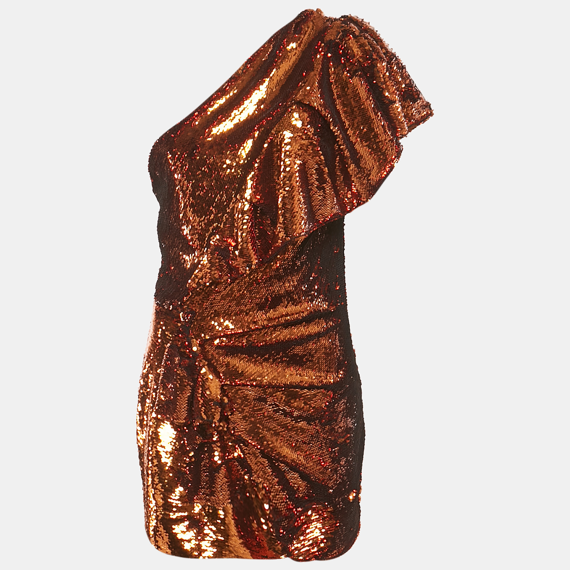 

Alexandre Vauthier Metallic Sequin One-Shoulder Ruffled Mini Dress M