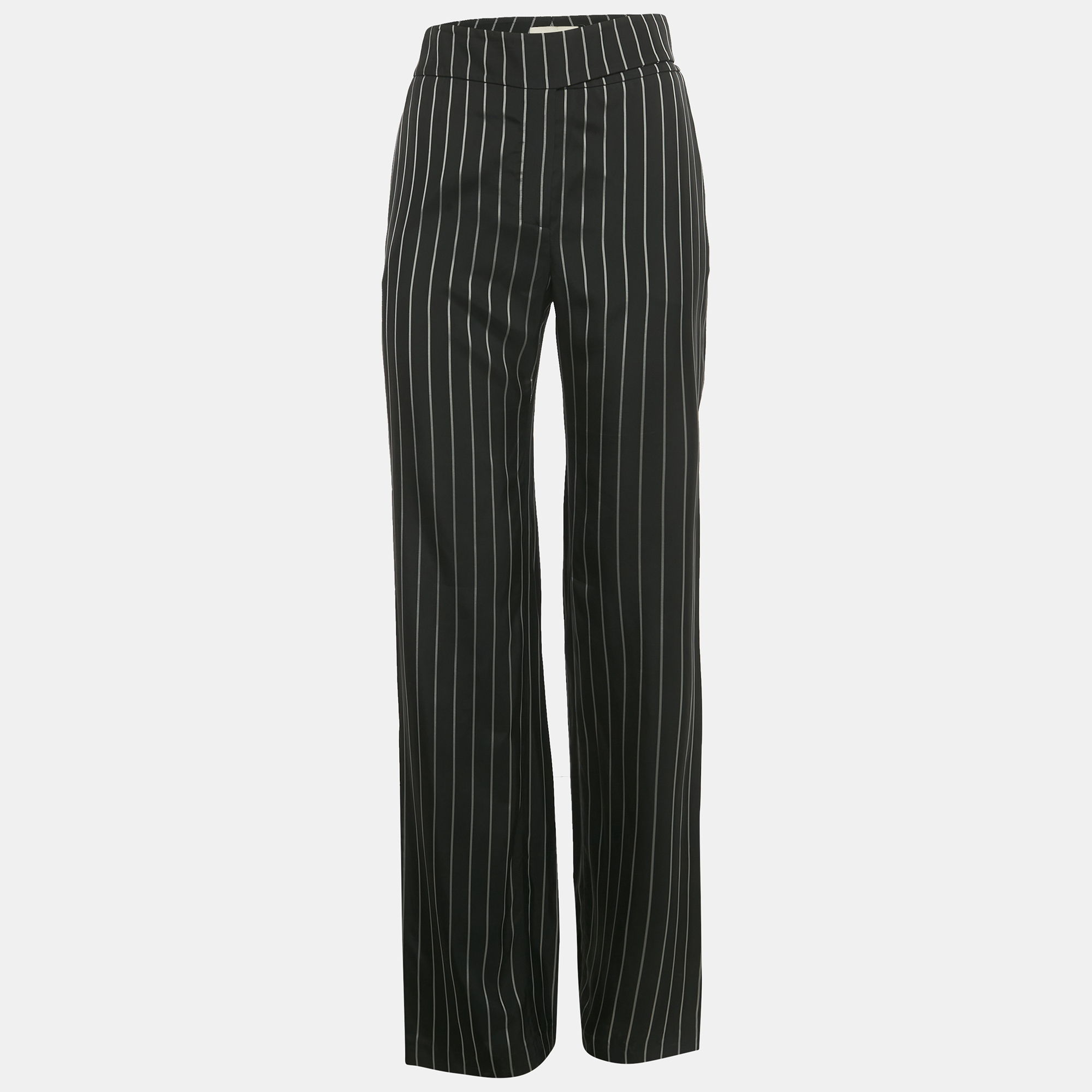 

Alexandre Vauthier Black Striped Crepe Wide Leg Trousers S