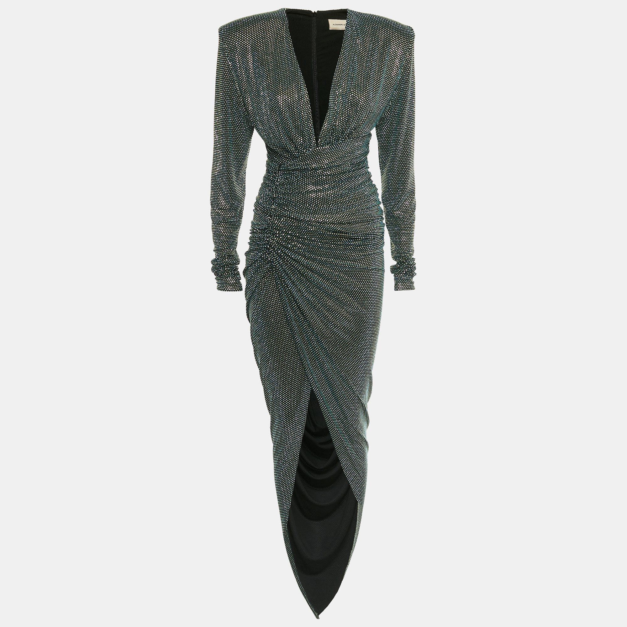 Pre-owned Alexandre Vauthier Green Embellished Jersey Maxi Gown M