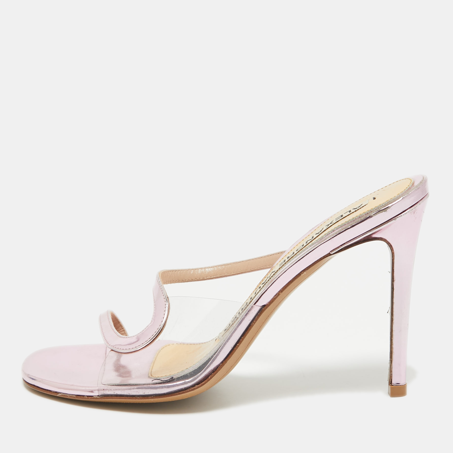 

Alexandre Vauthier Metallic Pink Leather Slide Sandals Size