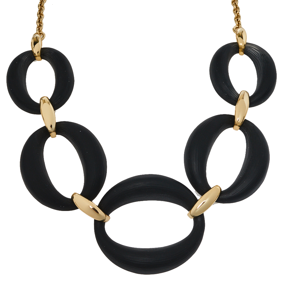 

Alexix Bittar Lucite Gold Tone Large Link Necklace, Black