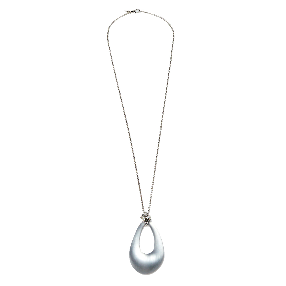 

Alexis Bittar Crystal Teardrop Lucite Long Pendant Necklace, Silver