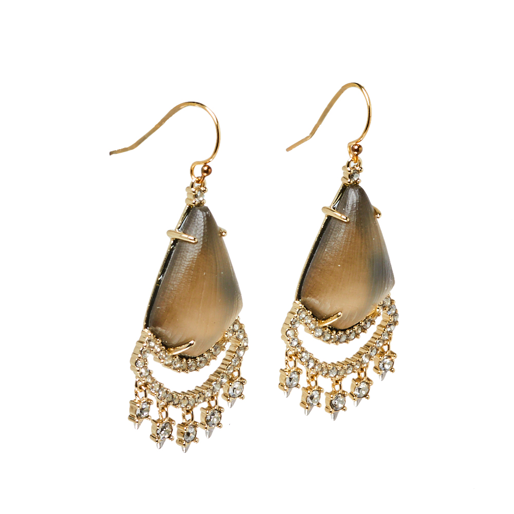 

Alexis Bittar Gold Plated Crystal Lace Lucite Chandelier Earrings, Grey