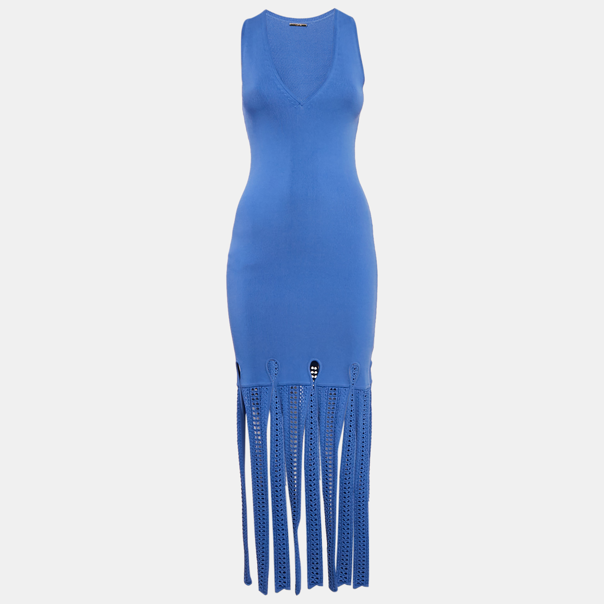 

Alexis Blue Knit Kaia Cutout Midi Dress S