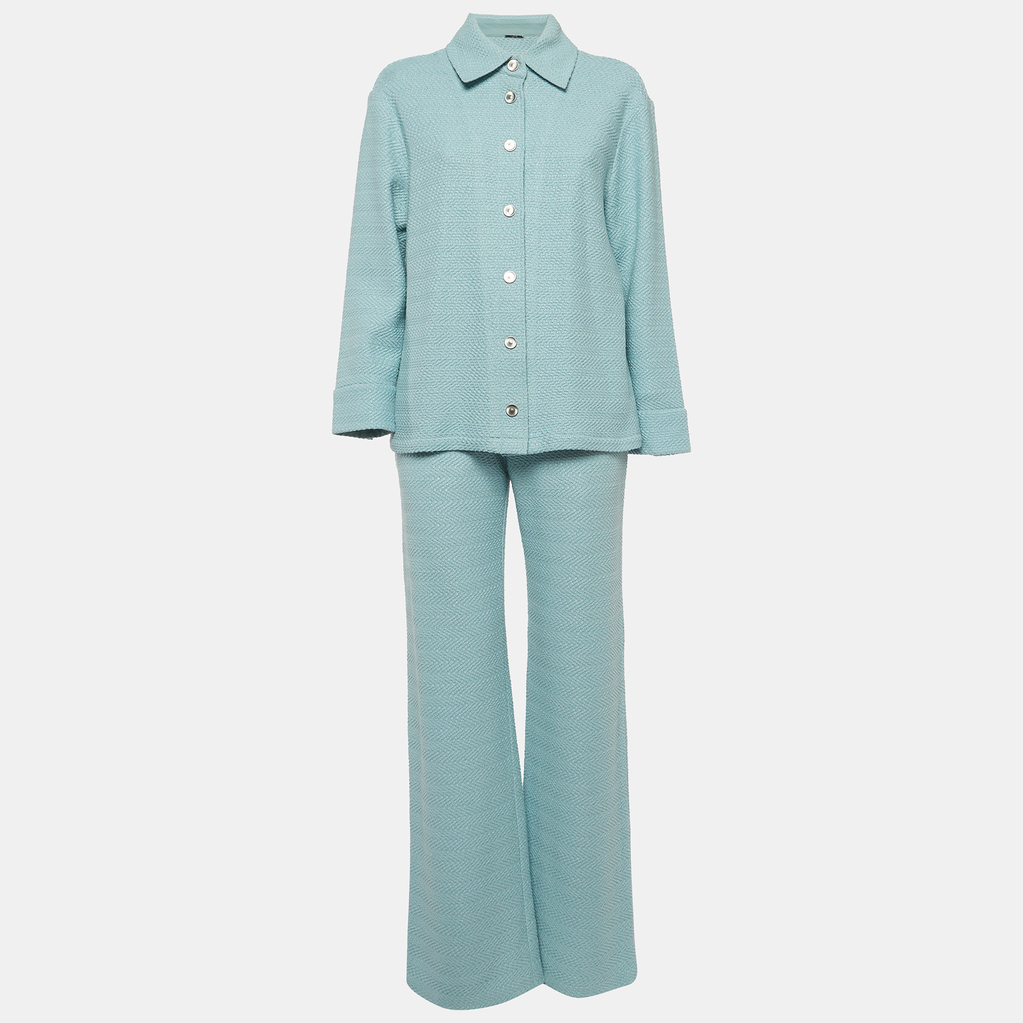 

Alexis Blue Cotton Crochet Shirt and Kiana Pants Set /S