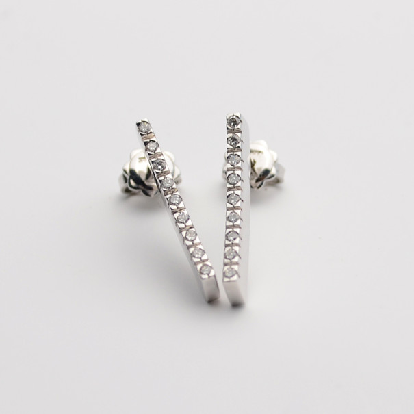 Alfieri & St. John Diamond Linear White Gold Earrings