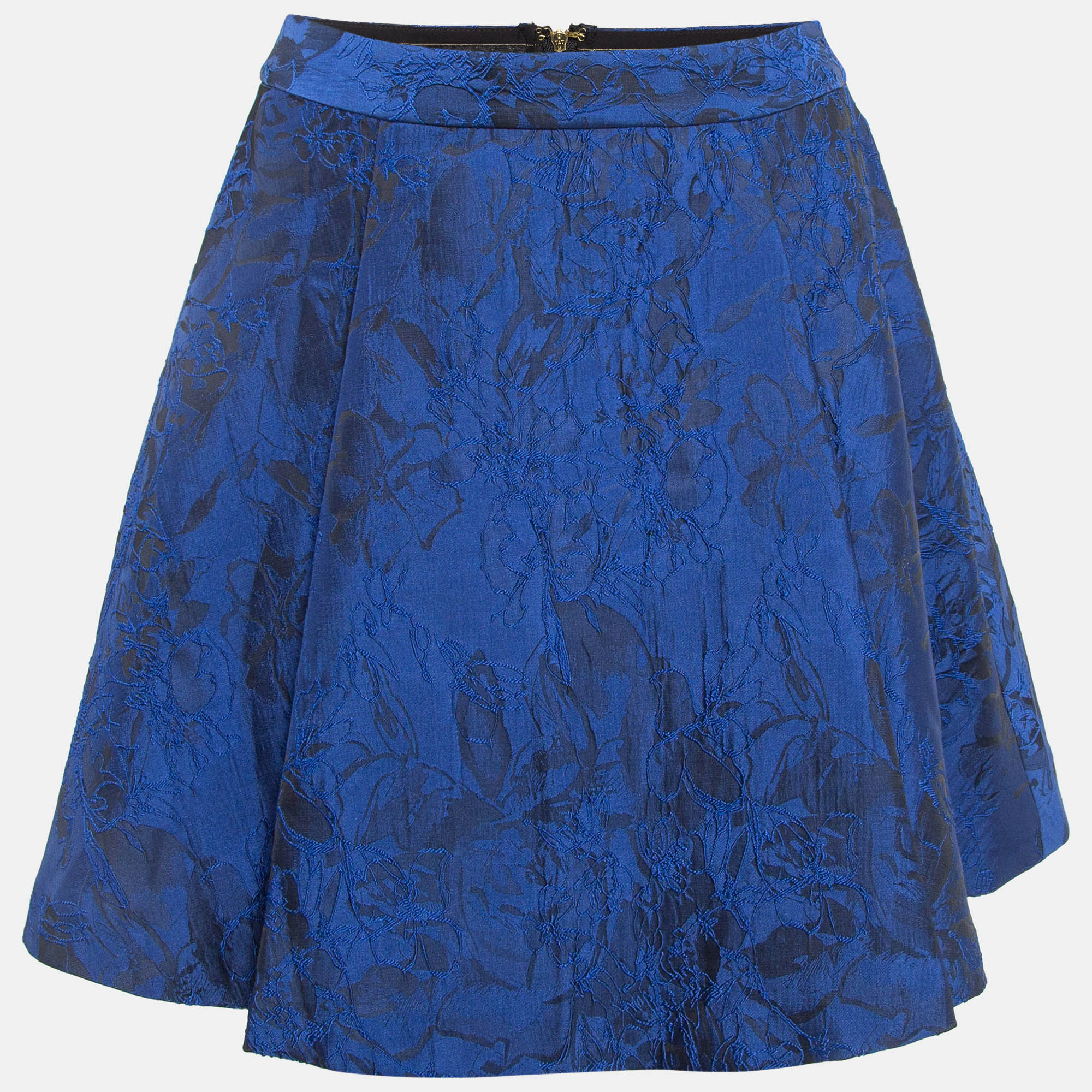 Pre-owned Alice And Olivia Blue Floral Jacquard Pleated Mini Skirt S