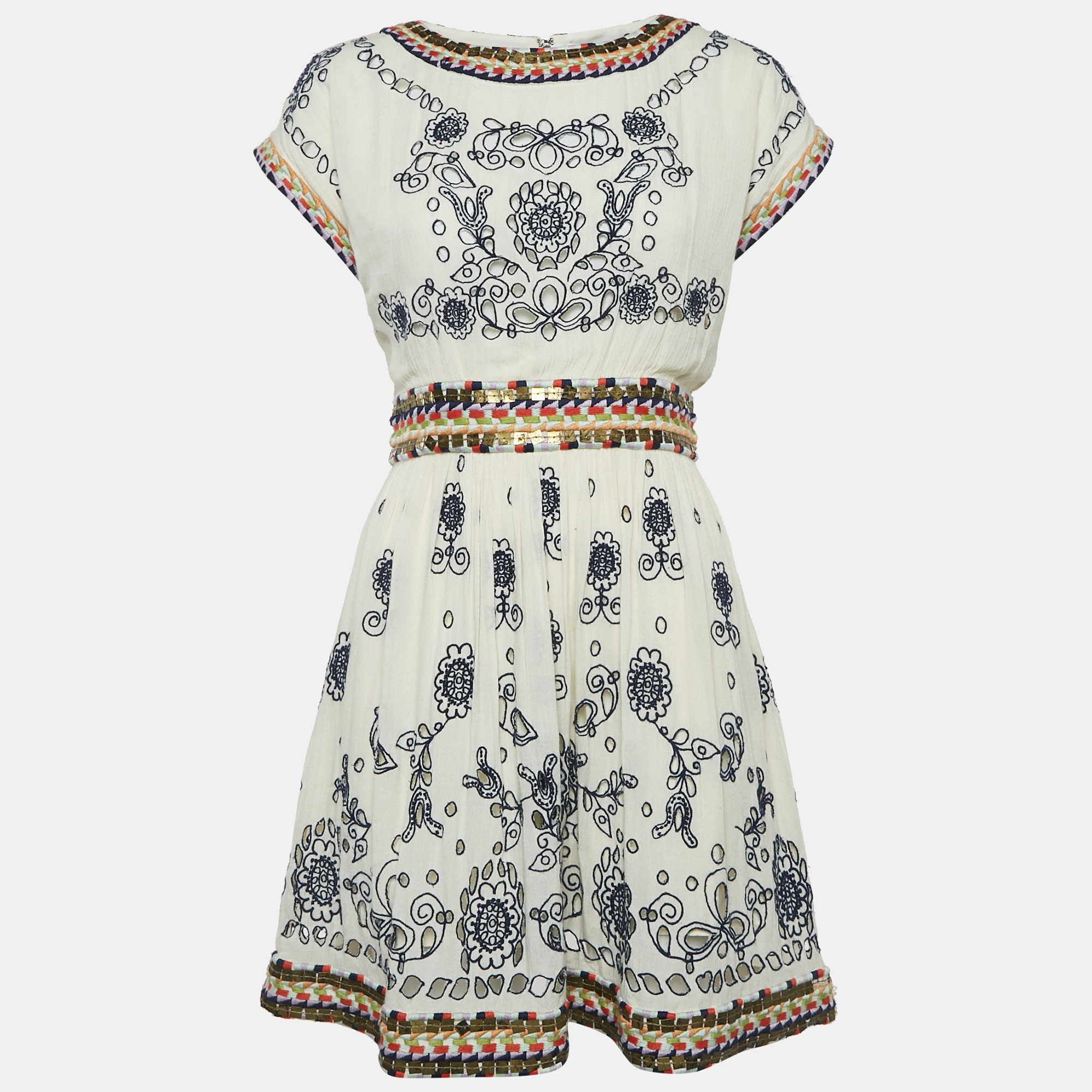 

Alice + Olivia Off White Embroidered Mini Dress M